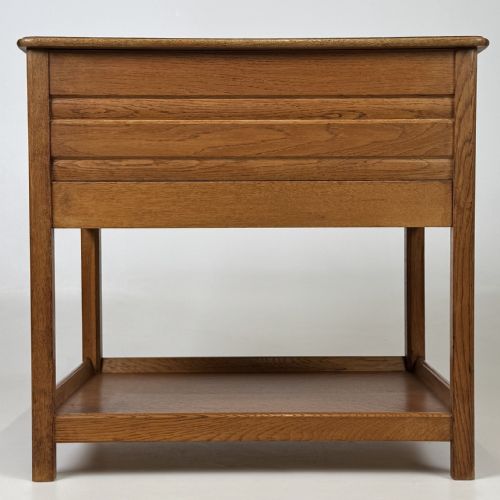 ANTIQUE 20TH CENTURY GOOD QUALITY STORAGE BOX ON STAND IN OAK