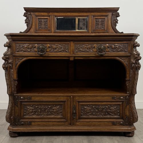 ANTIQUE 19TH CENTURY FINE QUALITY RARE POLLARD OAK SIDEBOARD
