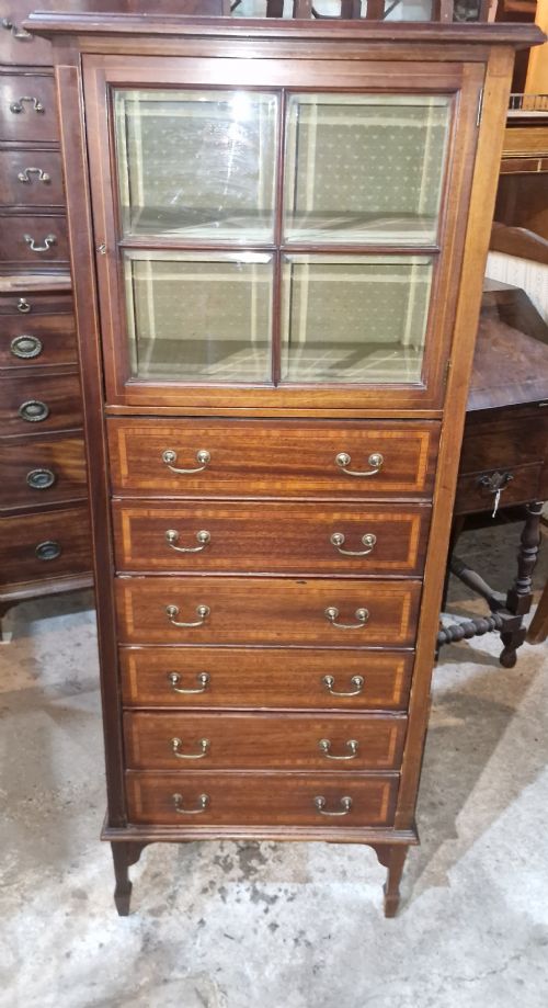 EDWARDIAN INLAID MAHOGANY MUSIC CABINET