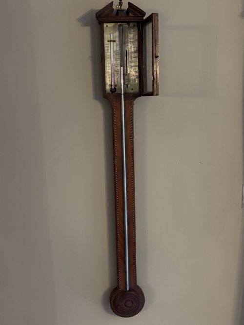 EARLY 19TH CENTURY BOXWOOD EBONY STICK BAROMETER BY N TARA