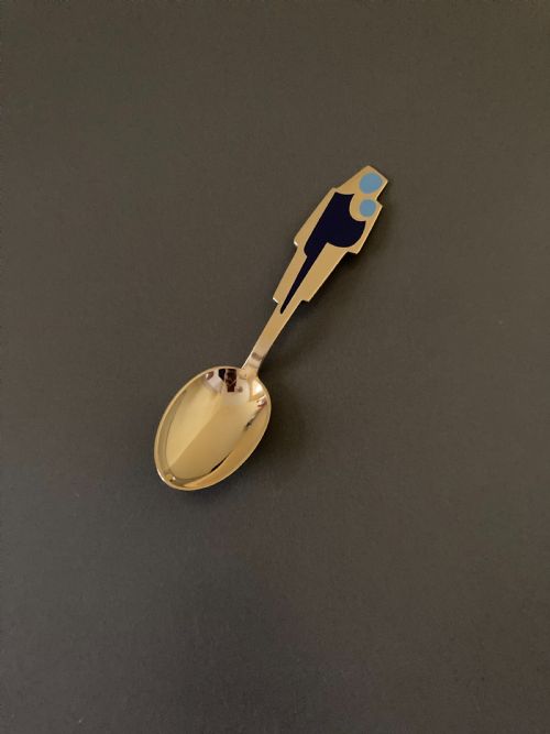 DANISH SILVER GILT AND ENAMEL CHRISTMAS SPOON 1962