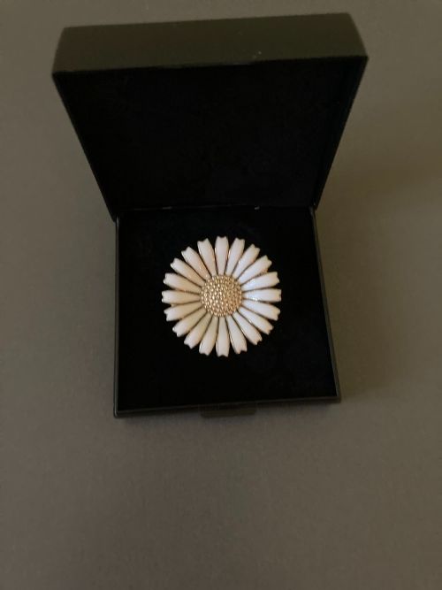 DANISH SILVER GILT AND ENAMEL DAISY BROOCH 1950S