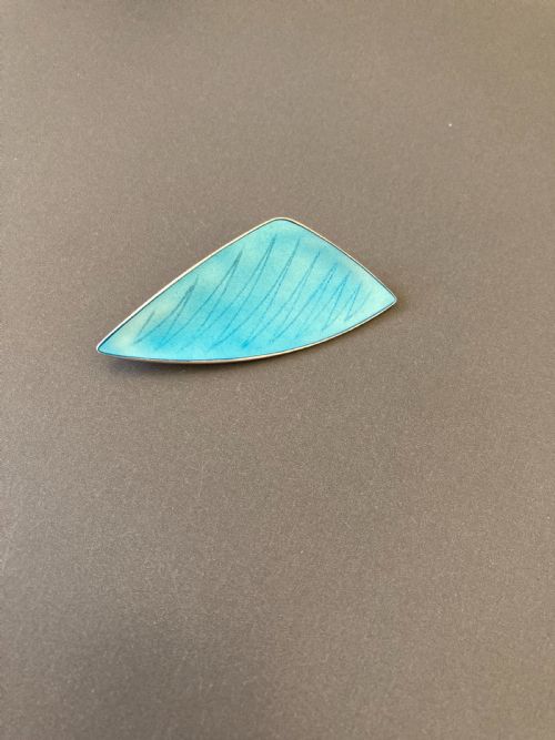 DANISH SILVER AND BLUE ENAMEL BROOCH 1950S