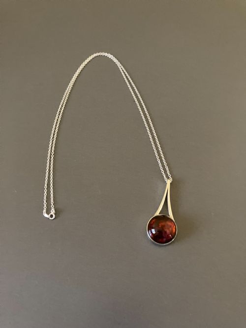 DANISH SILVER AND AMBER PENDANT 1960S BY NIELS ERIK FROM - ADDITIONAL PHOTO 1