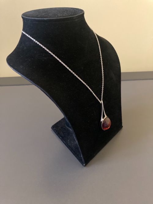 DANISH SILVER AND AMBER PENDANT 1960S BY NIELS ERIK FROM - ADDITIONAL PHOTO 3