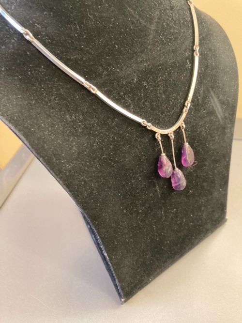 DANISH SILVER AND AMETHYST NECKLACE 1960S BY NIELS ERIK FROM - ADDITIONAL PHOTO 4