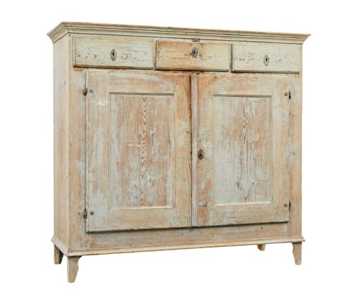19TH CENTURY ORIGINAL SCRAPED PAINT SWEDISH CUPBOARD