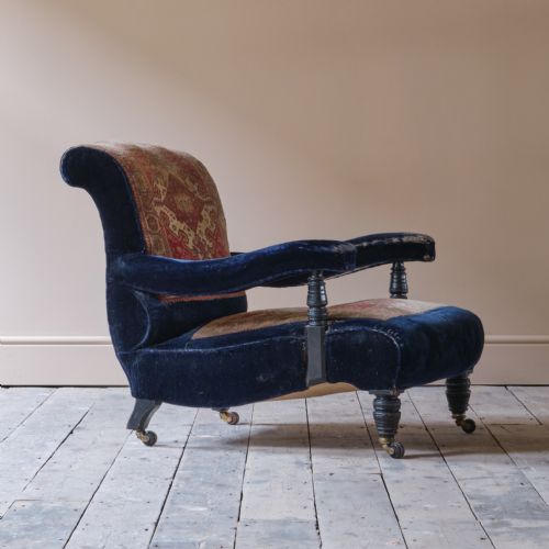 19TH CENTURY COUNTRY HOUSE CARPET OPEN ARMCHAIR BY CVS