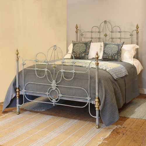 KING SIZE PLATFORM ANTIQUE BED IN BLUE VERDIGRIS