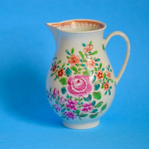 18TH CENTURY WORCESTER FLORAL PORCELAIN SPARROW BEAK JUG