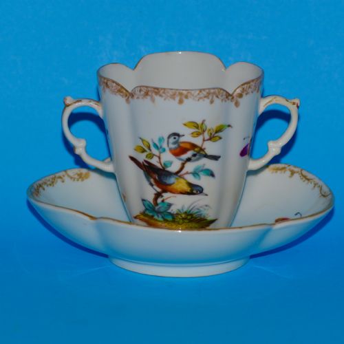 19TH CENTURY HELENA WOLFSOHN HOT CHOCOLATE PORCELAIN CUP AND SAUCER