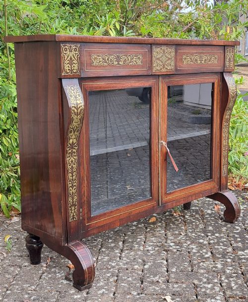 ROSEWOOD BRASS INLAID BOOKCASE CIRCA 1830