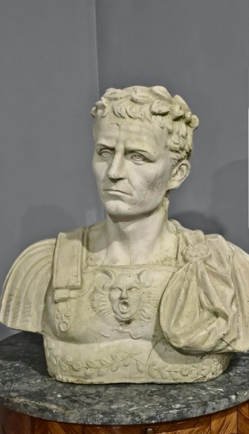 LARGE STONE BUST OF JULIUS CAESAR