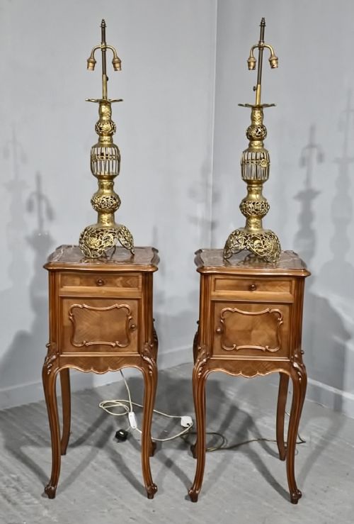 LARGE PAIR FRENCH BRASS CANDLESTICKS