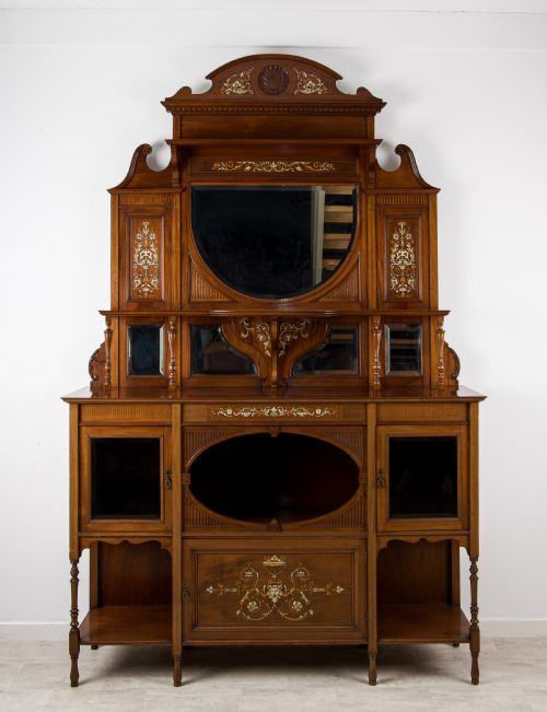 IMPRESSIVE VICTORIAN MAHOGANY INLAID CHIFFONIER CABINET LATE 19TH CENTURY