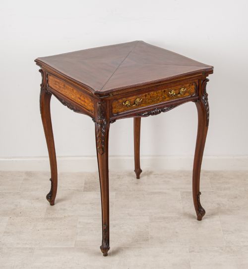 ANTIQUE MAHOGANY ENVELOPE GAMES CARD TABLE 19TH CENTURY