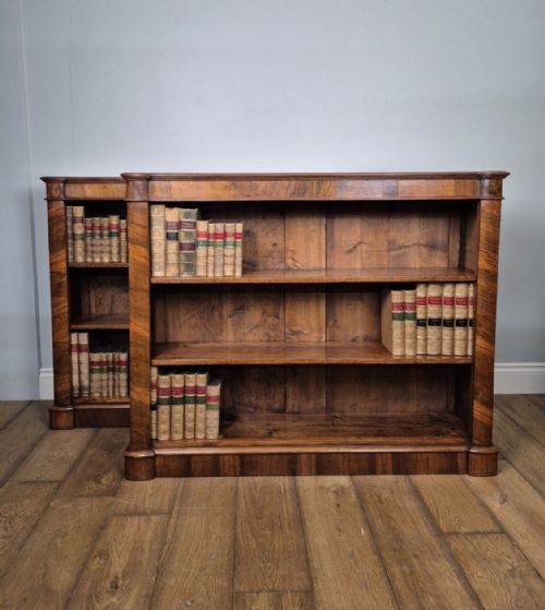 FINE PAIR OF WALNUT OPEN BOOKCASES CIRCA 1880
