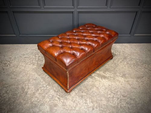 LARGE REGENCY LEATHER OTTOMAN