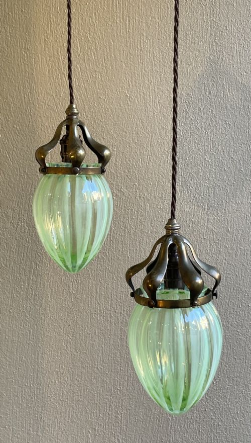 PAIR OF ARTS CRAFTS HANGING LIGHT PENDANTS