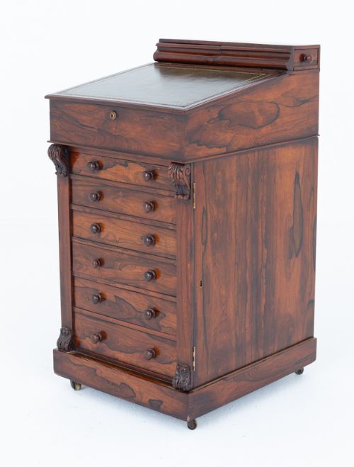 WILLIAM IV ROSEWOOD SLIDE TOP DAVENPORT