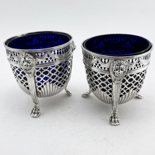PAIR OF GEORGIAN STERLING SILVER SUGAR BASKETS