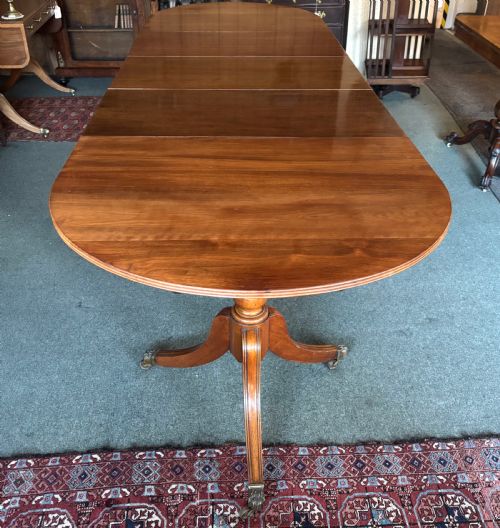 LARGE MAHOGANY TWIN PILLAR DINING TABLE