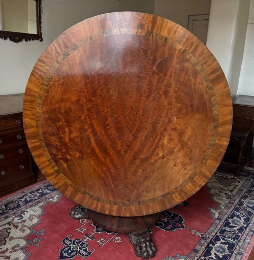 FINE QUALITY REGENCY MAHOGANY AND ROSEWOOD BANDED ROUND DINING TABLE - ADDITIONAL PHOTO 2