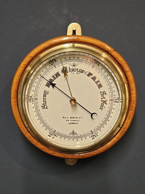 SUPERB VICTORIAN OAK CASED BAROMETER BY R J BECK LONDON