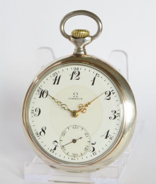 ANTIQUE SILVER OMEGA POCKET WATCH 1930